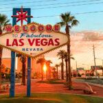 Best taxi service Las Vegas Strip with Yellow Checker Star cab and Zoox robotaxi at hotel pickup zone