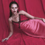 Ginia clothing silk sleepwear set with elegant chemise and robe in luxury bedroom setting