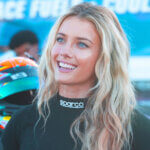 Lindsay Brewer net worth racing driver in Lamborghini Super Trofeo car at track