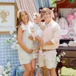 Taylor and Sophia with their daughter Mary celebrating at a Prince or Princess themed party showcasing their lifestyle from Taylor and Sophia net worth success